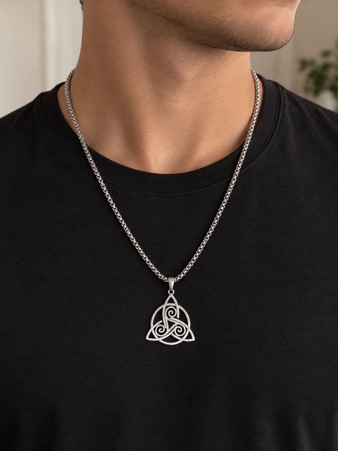 Stainless Steel Trinity Knot Pendant Necklace - photo 3