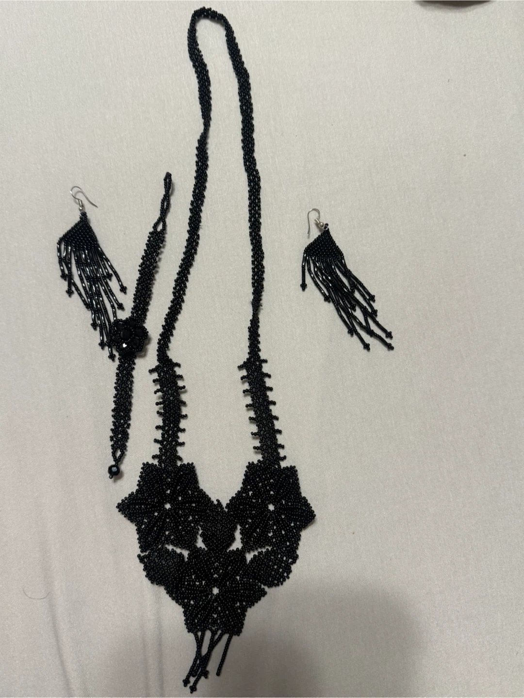 Mexican Black Beaded Jewelry Set