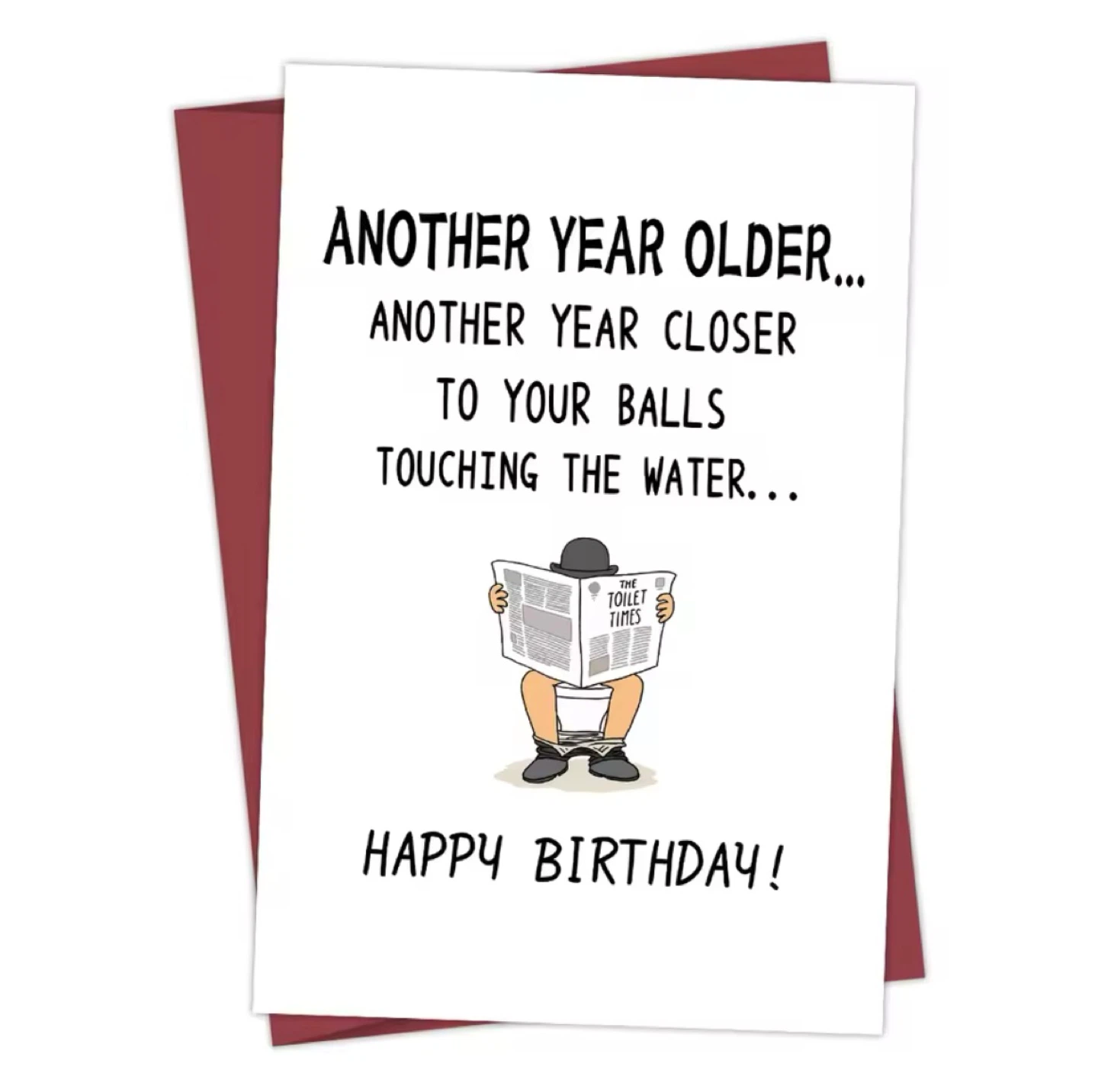 New Funny Gag Mens Birthday Greeting Card “Balls Touching Water”