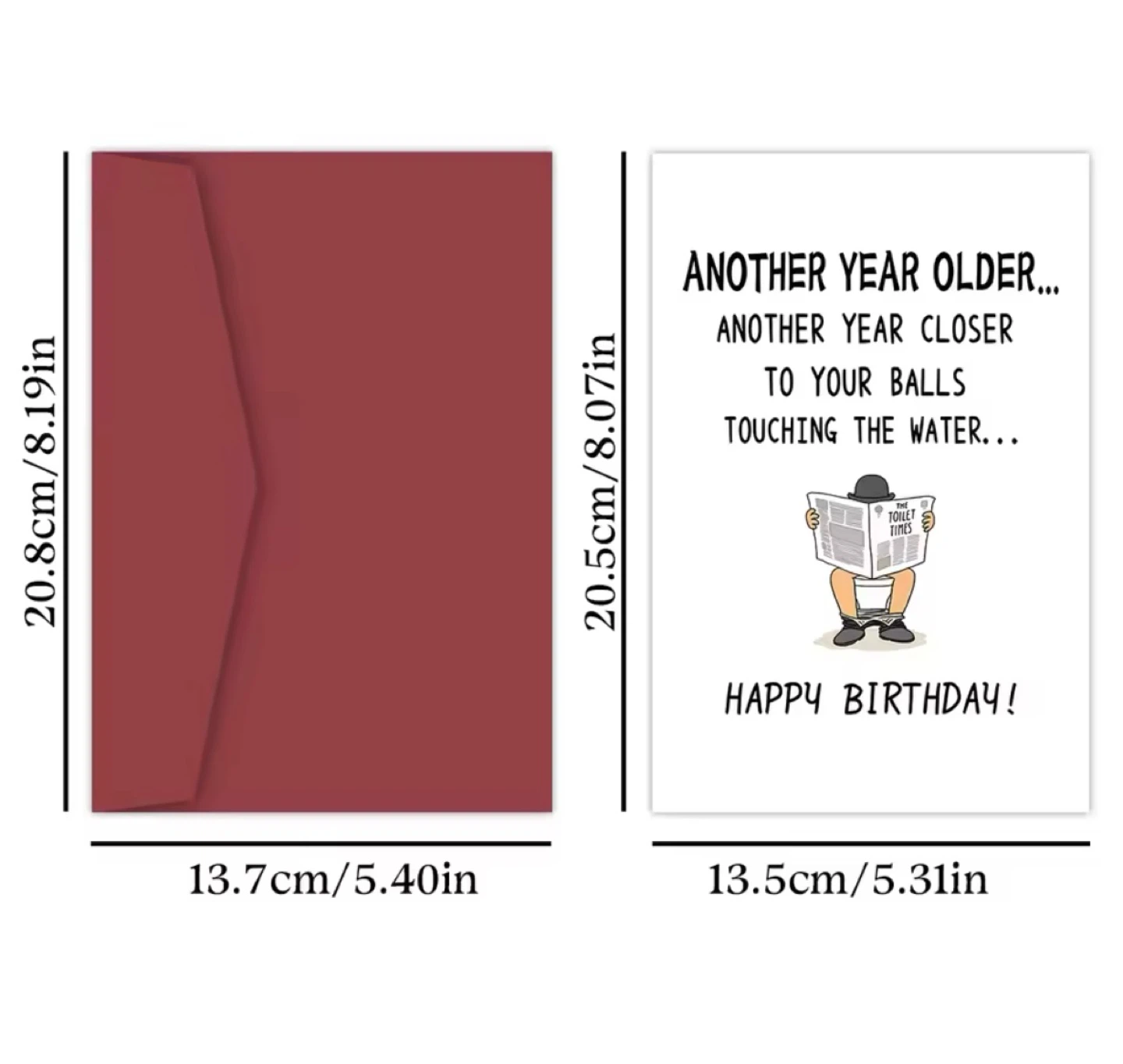 New Funny Gag Mens Birthday Greeting Card “Balls Touching Water” - photo 2