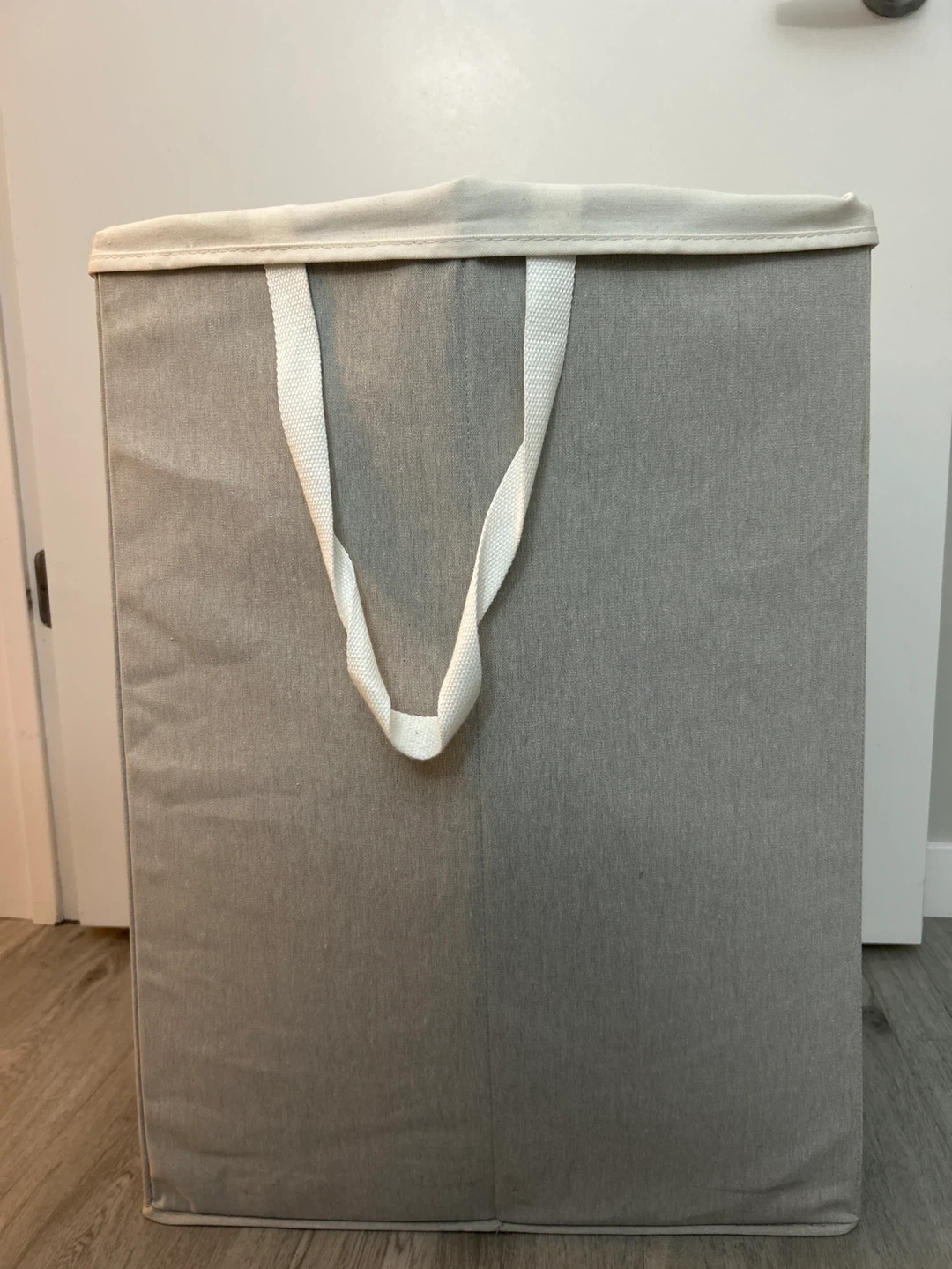 (Set of 2) Gray Fabric Laundry Hamper with Lid