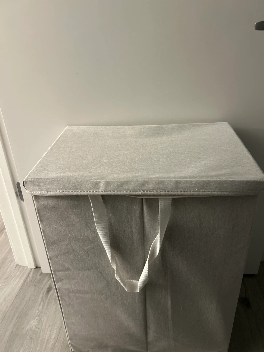 (Set of 2) Gray Fabric Laundry Hamper with Lid - photo 3