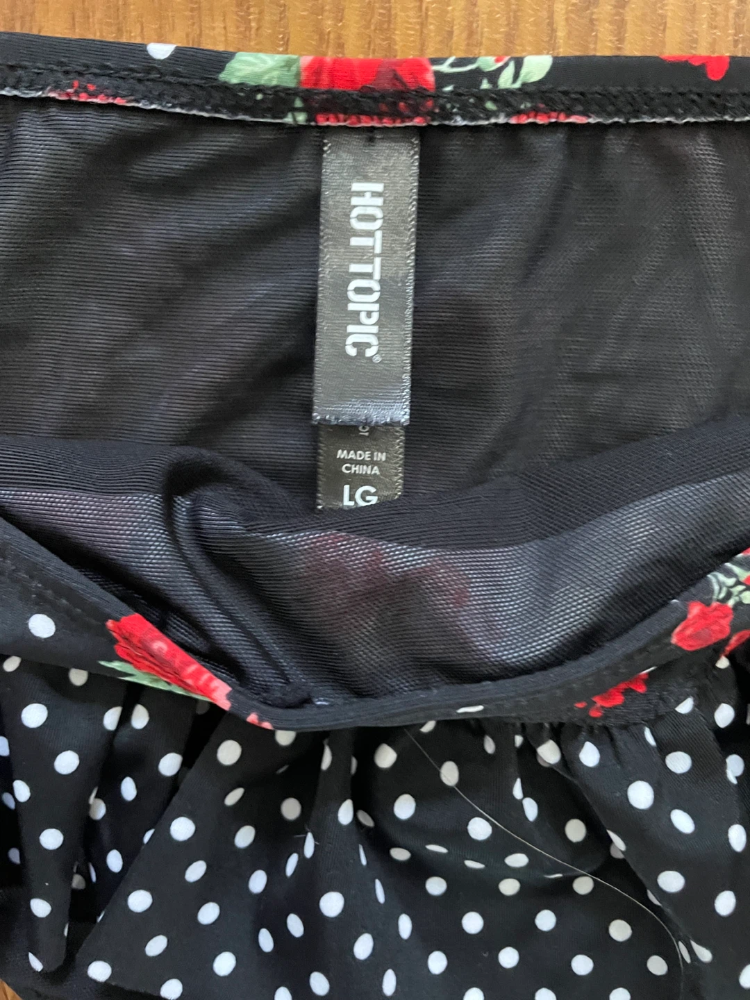 Hot Topic women’s large retro bikini, black rose polka dot - photo 2