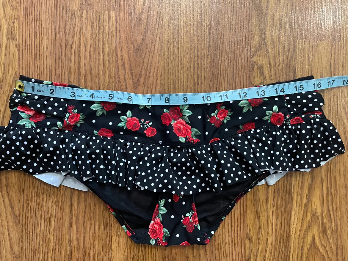 Hot Topic women’s large retro bikini, black rose polka dot - photo 3