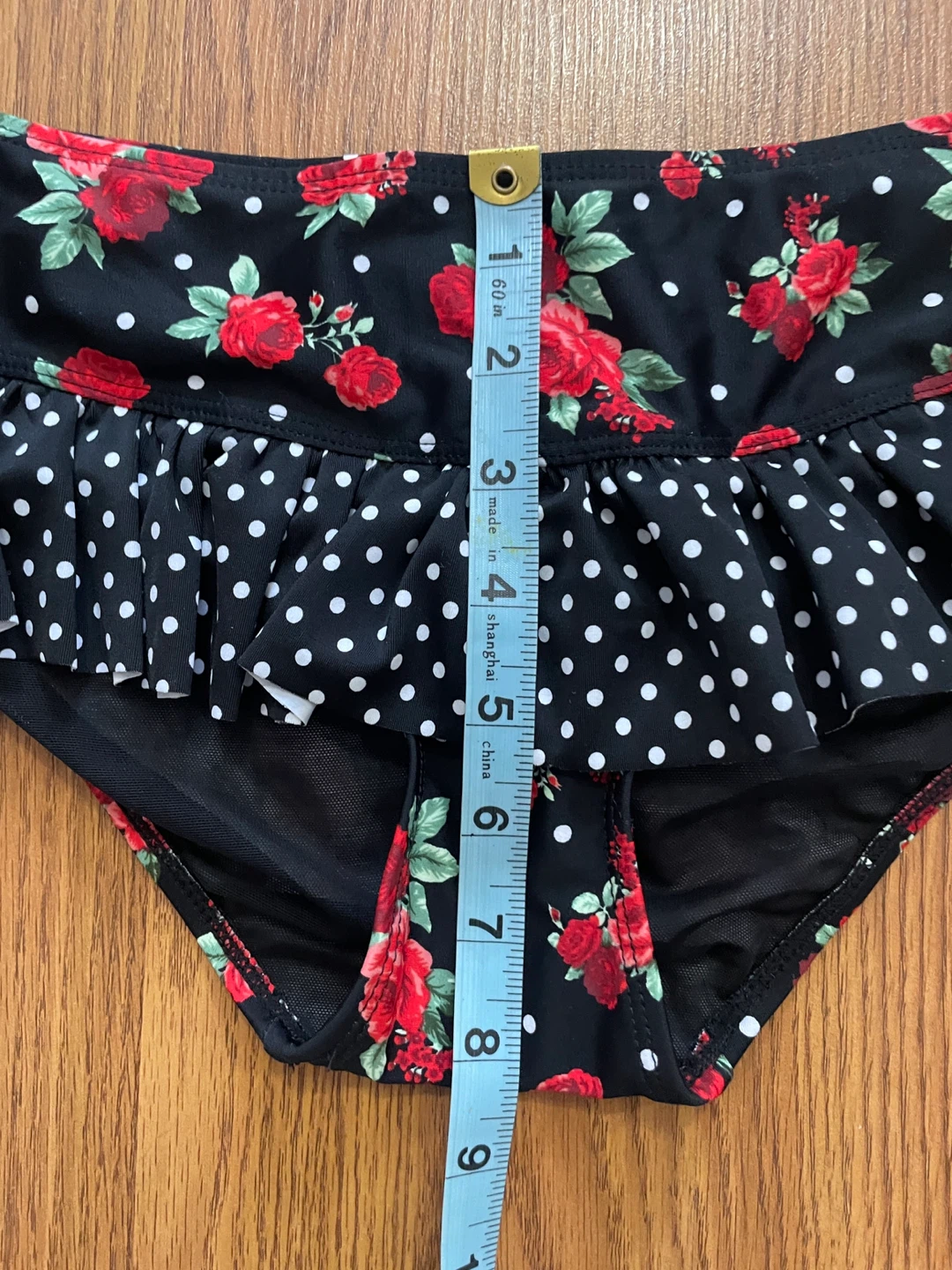 Hot Topic women’s large retro bikini, black rose polka dot - photo 4