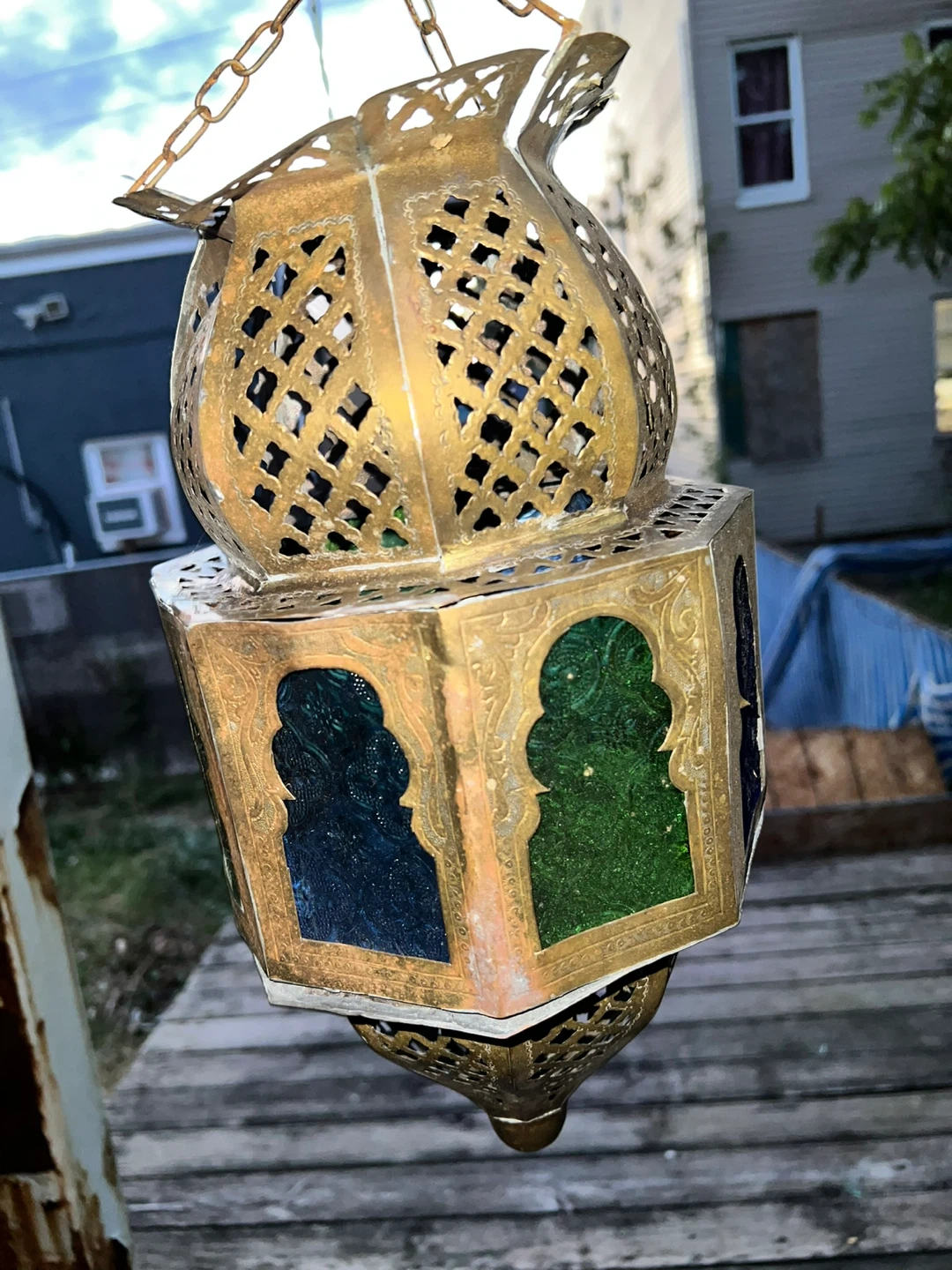 Moroccan Style Hanging Metal Lantern - photo 2