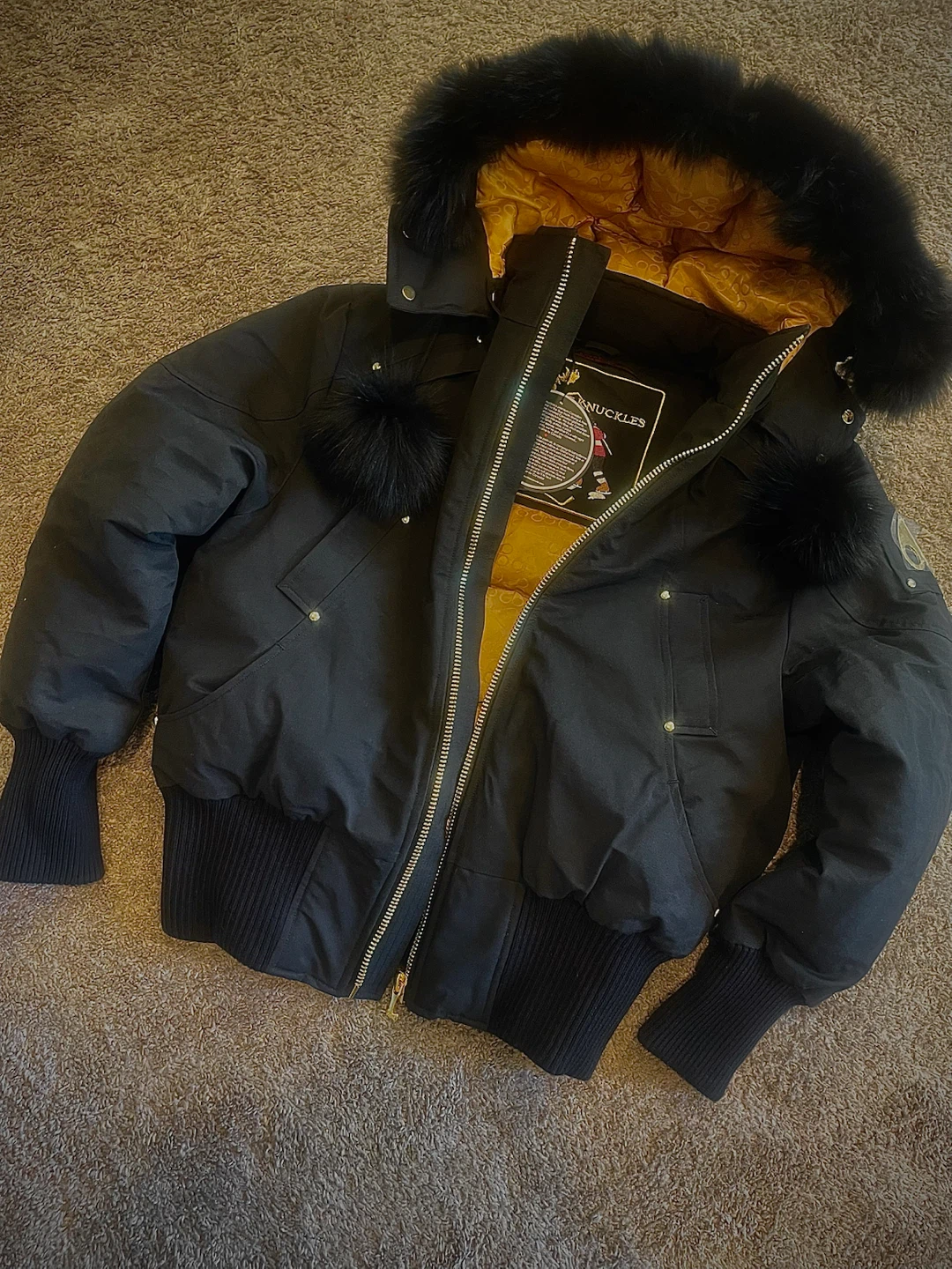 Moose Knuckles Black Bomber Jacket