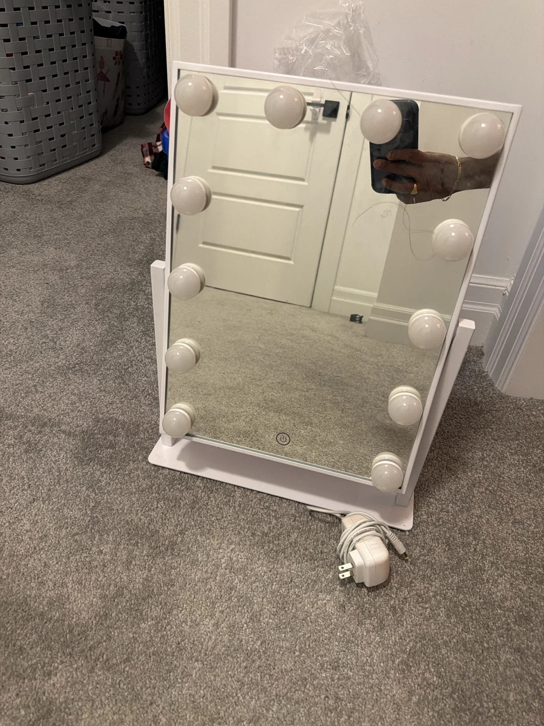 White Vanity Mirror with Lights - photo 2