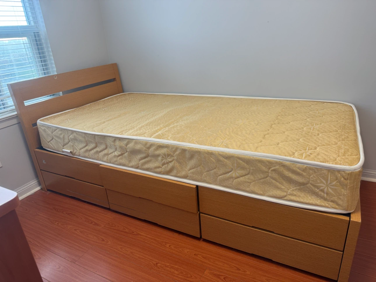 Single bed frame with storage drawers and mattress - photo 2