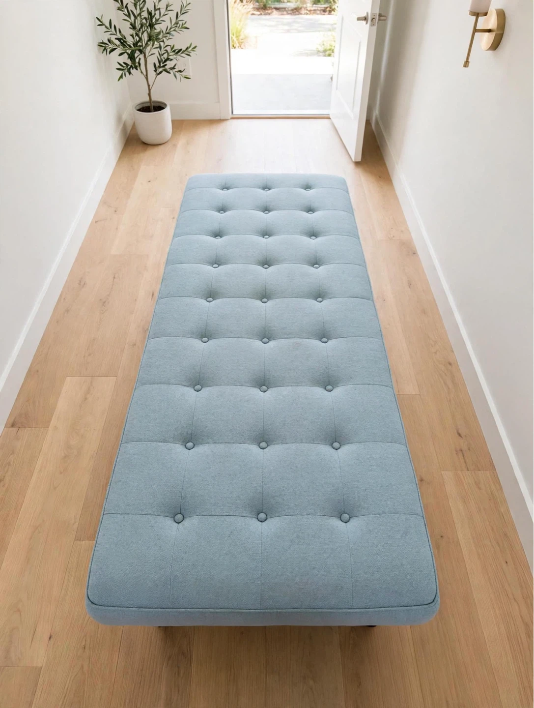 EQ3 Bank Wide Bench 74" - Panama Light Blue