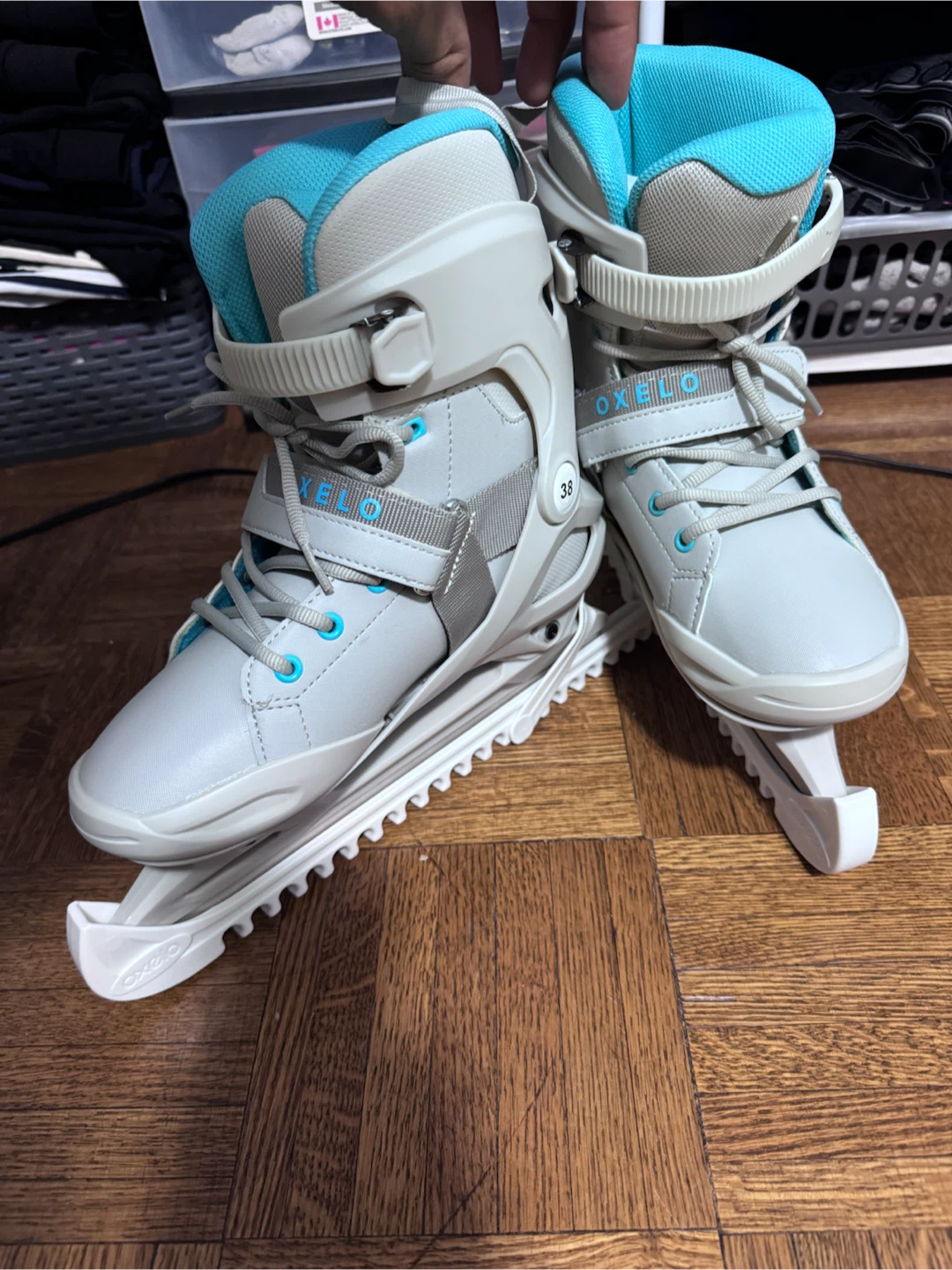 Oxelo Ice Skates - Grey and Blue - Size 38 - photo 2