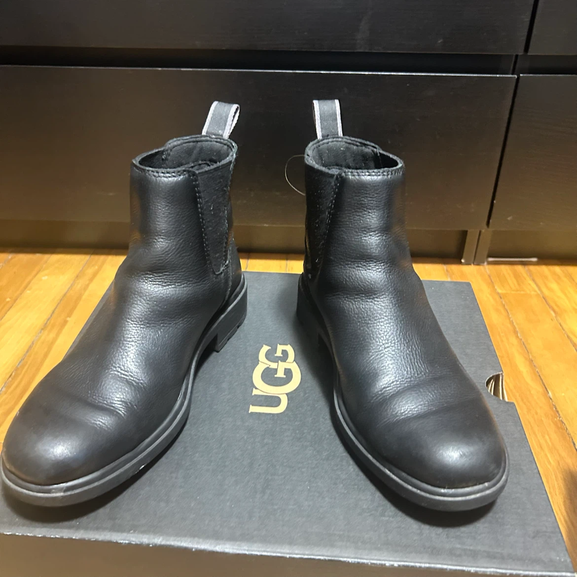 UGG Black Leather Chelsea Boots