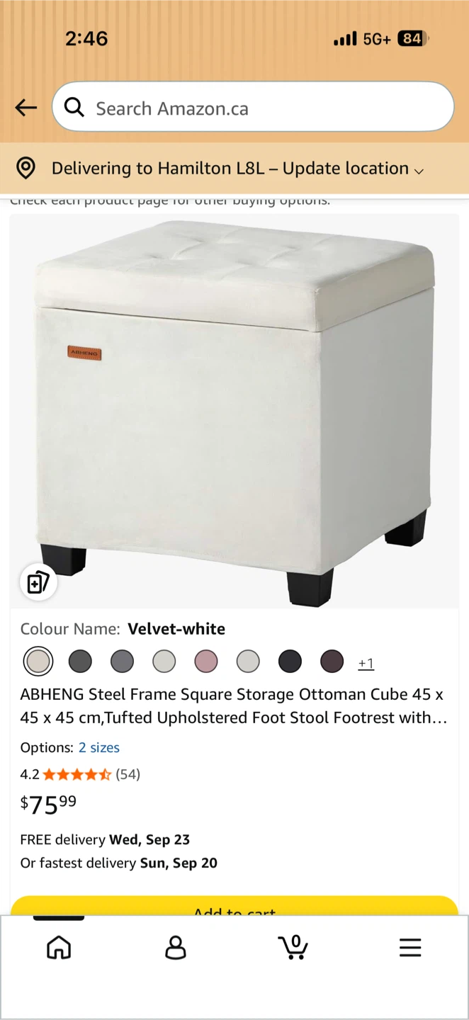 ABHENG Velvet Storage Ottoman White - photo 3