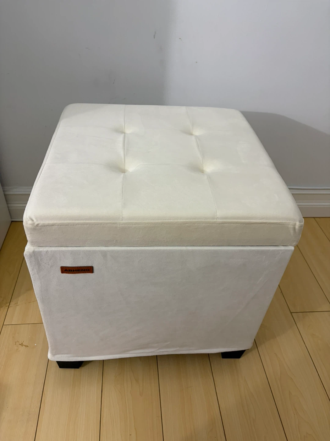 ABHENG Velvet Storage Ottoman White - photo 4
