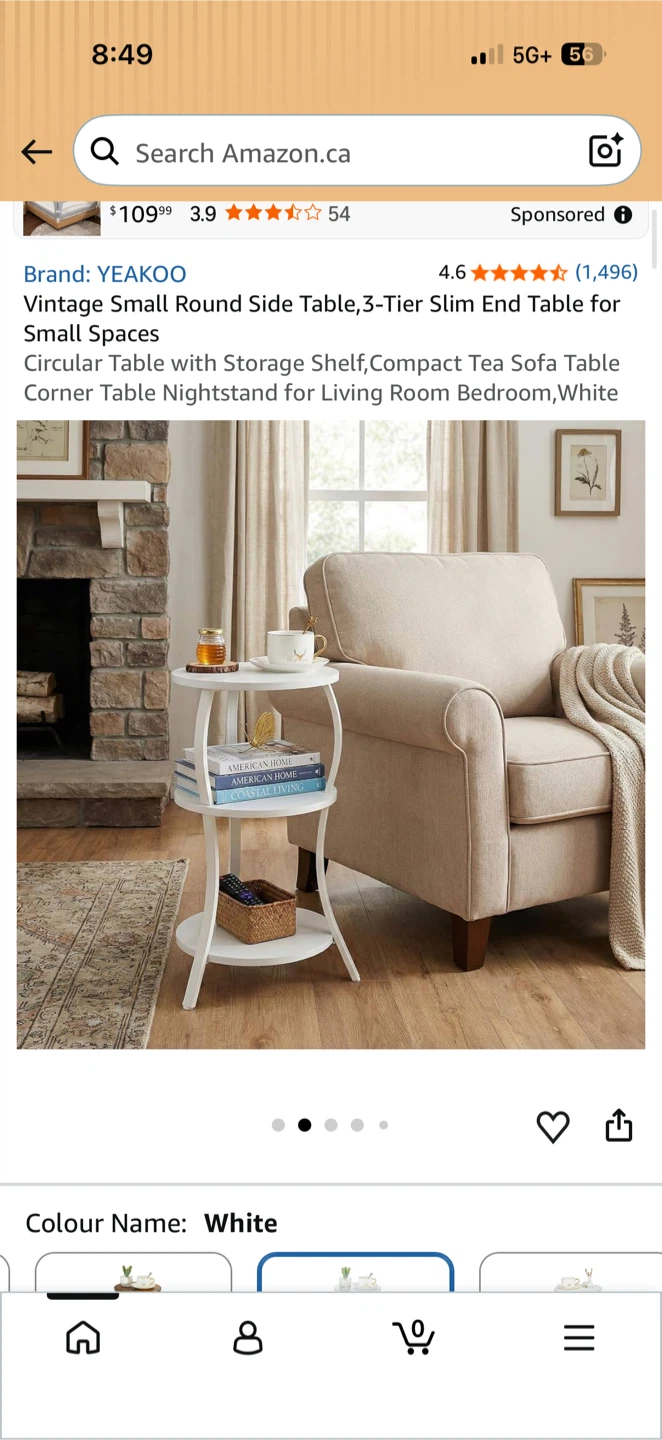 YEAKOO 3-Tier Round Side Table white - photo 3
