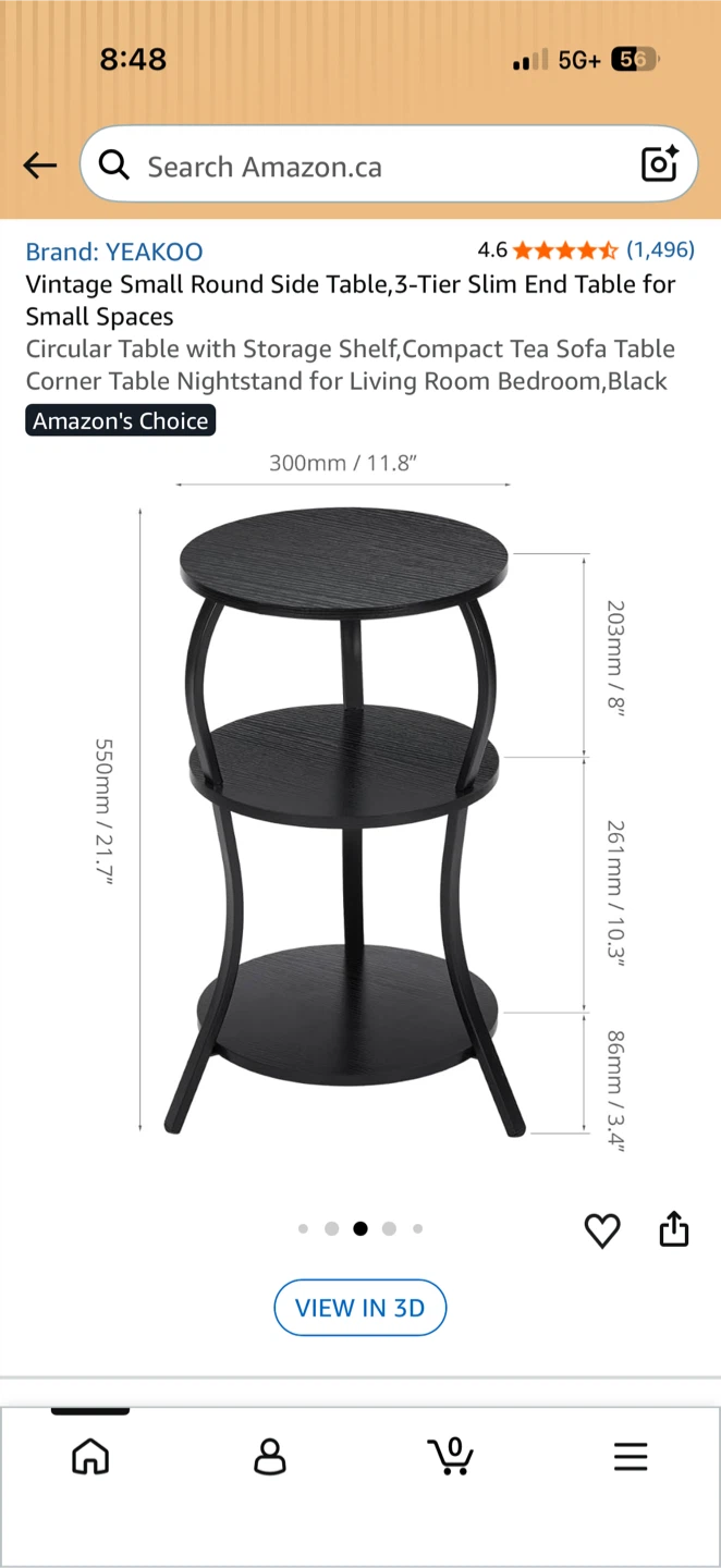YEAKOO 3-Tier Round Side Table white - photo 4