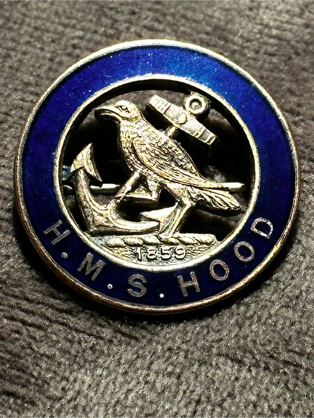 WWII HMS Hood Enamel Sweetheart Pin Badge Prouds Ltd