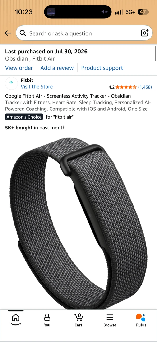 Google Fitbit Air Activity Tracker - Obsidian