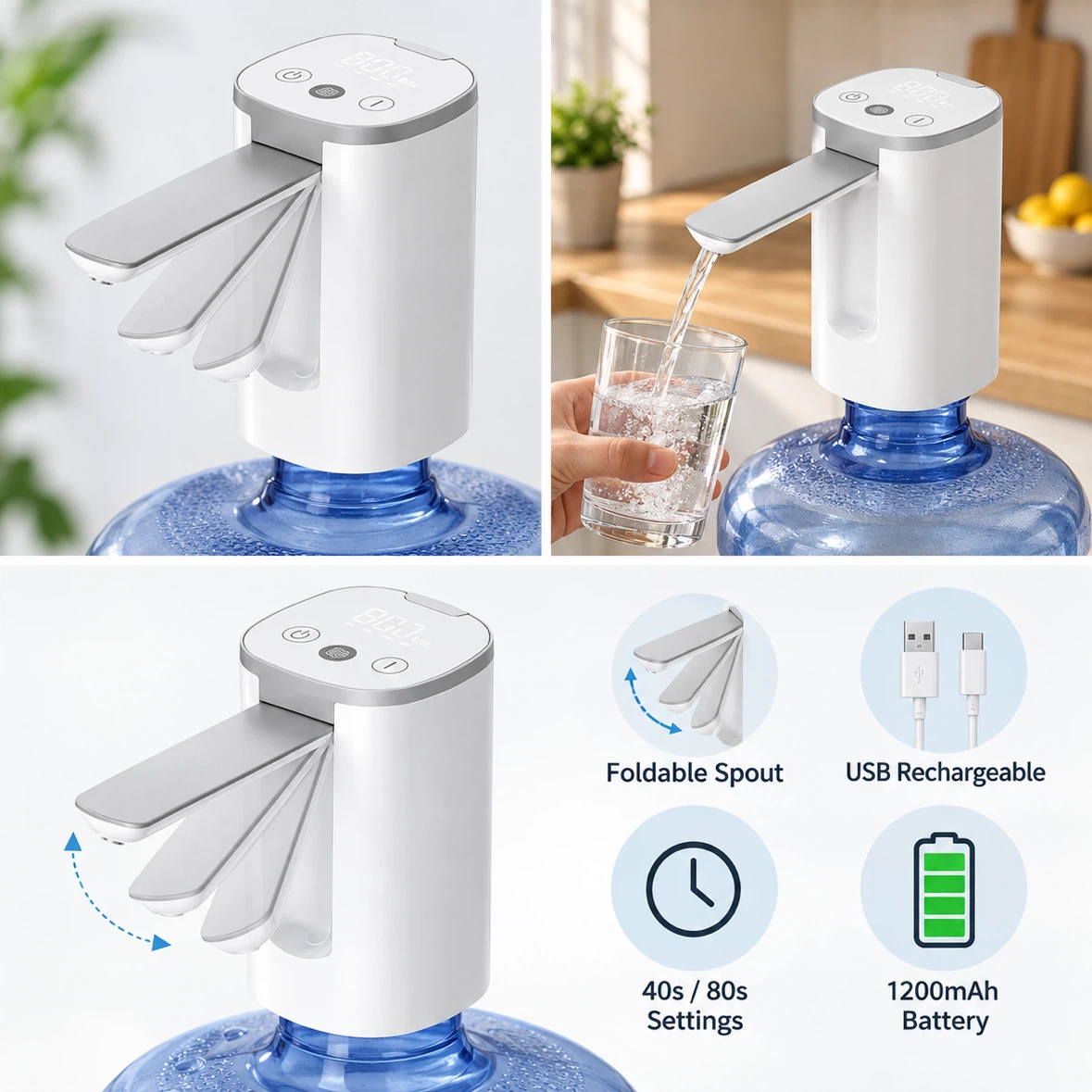 Simplicity Elegance Automatic Water Pump Rechargeable Foldable