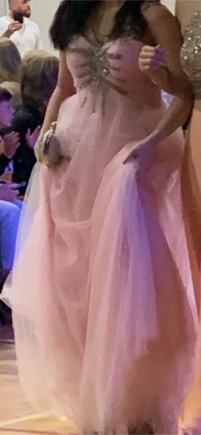Pink Tulle Prom Dress with Rhinestone Detail and clutch included - photo 2