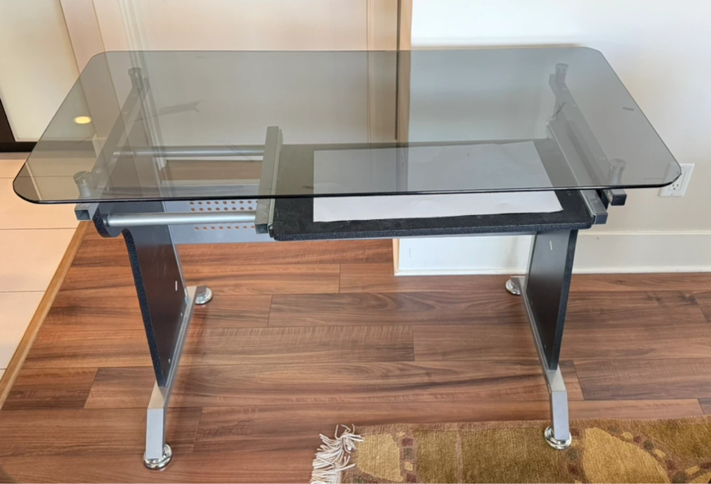 Glass top computer desk
