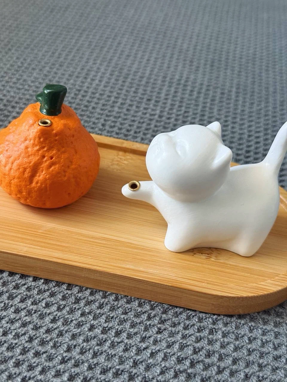 Cute Cat & Tangerine Incense Holder Set - photo 2