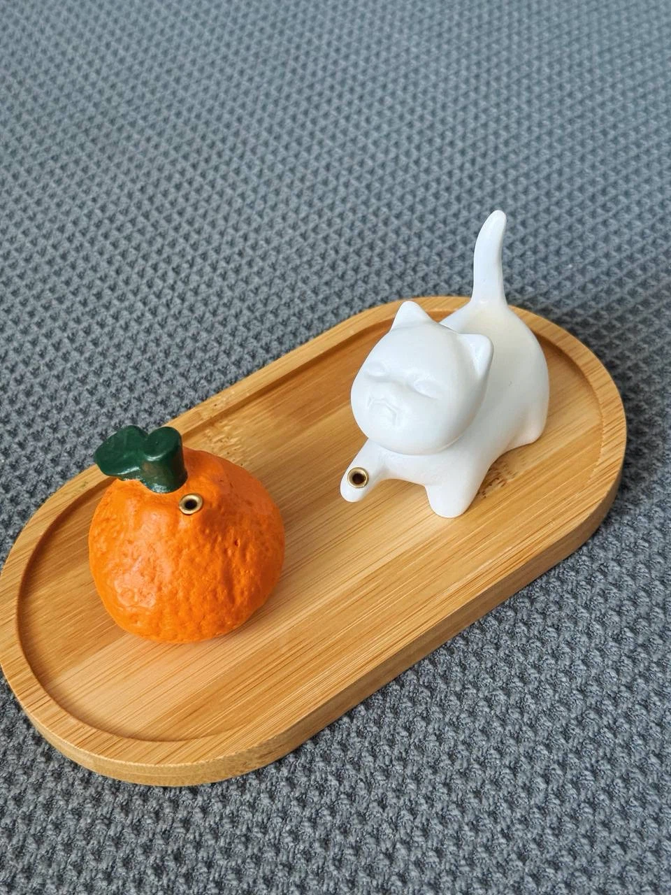 Cute Cat & Tangerine Incense Holder Set - photo 3
