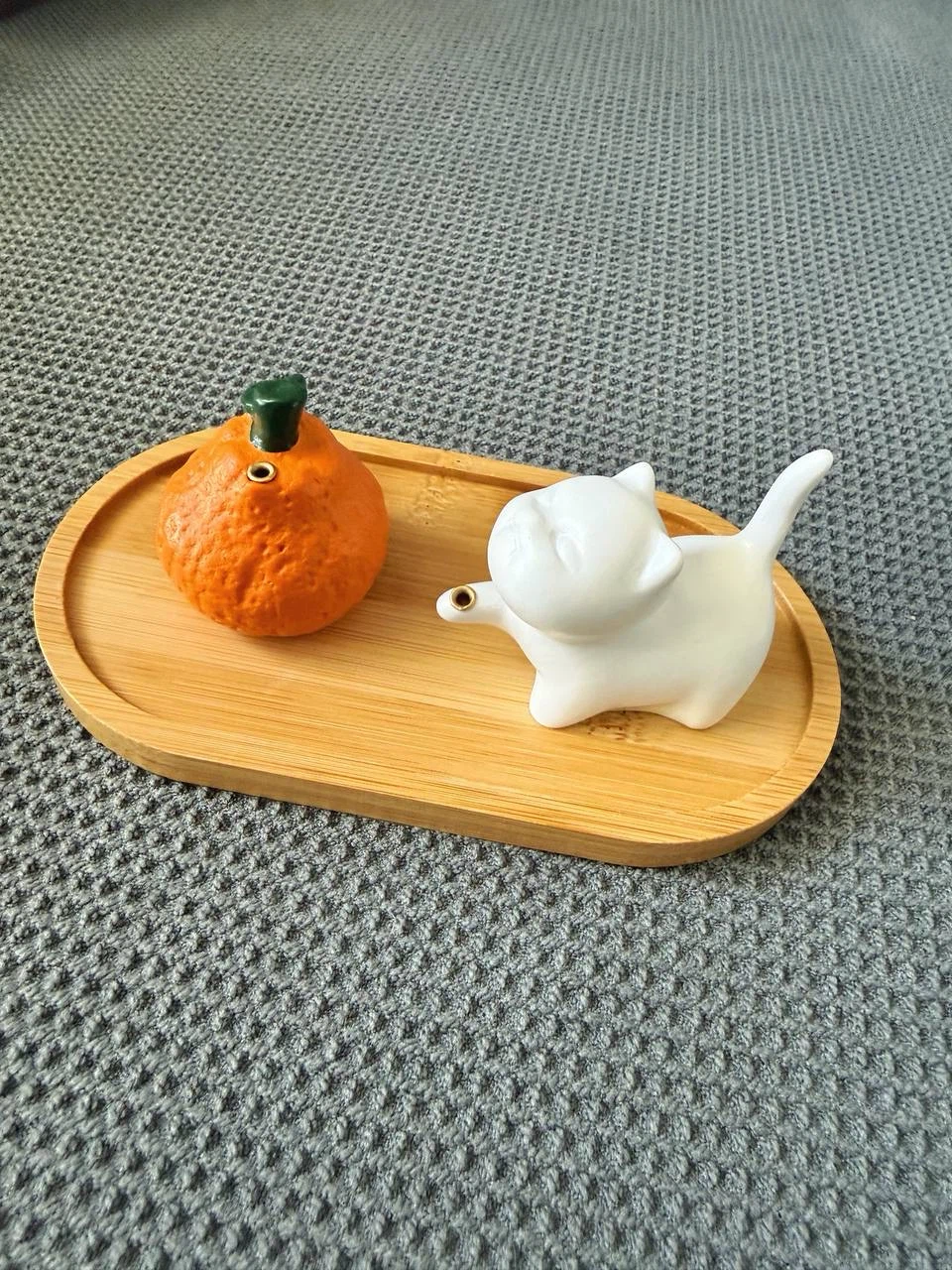 Cute Cat & Tangerine Incense Holder Set - photo 5