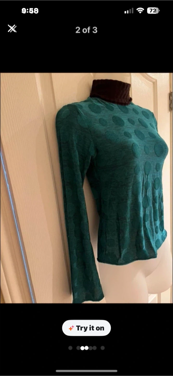 Teal Polka Dot Turtleneck Top