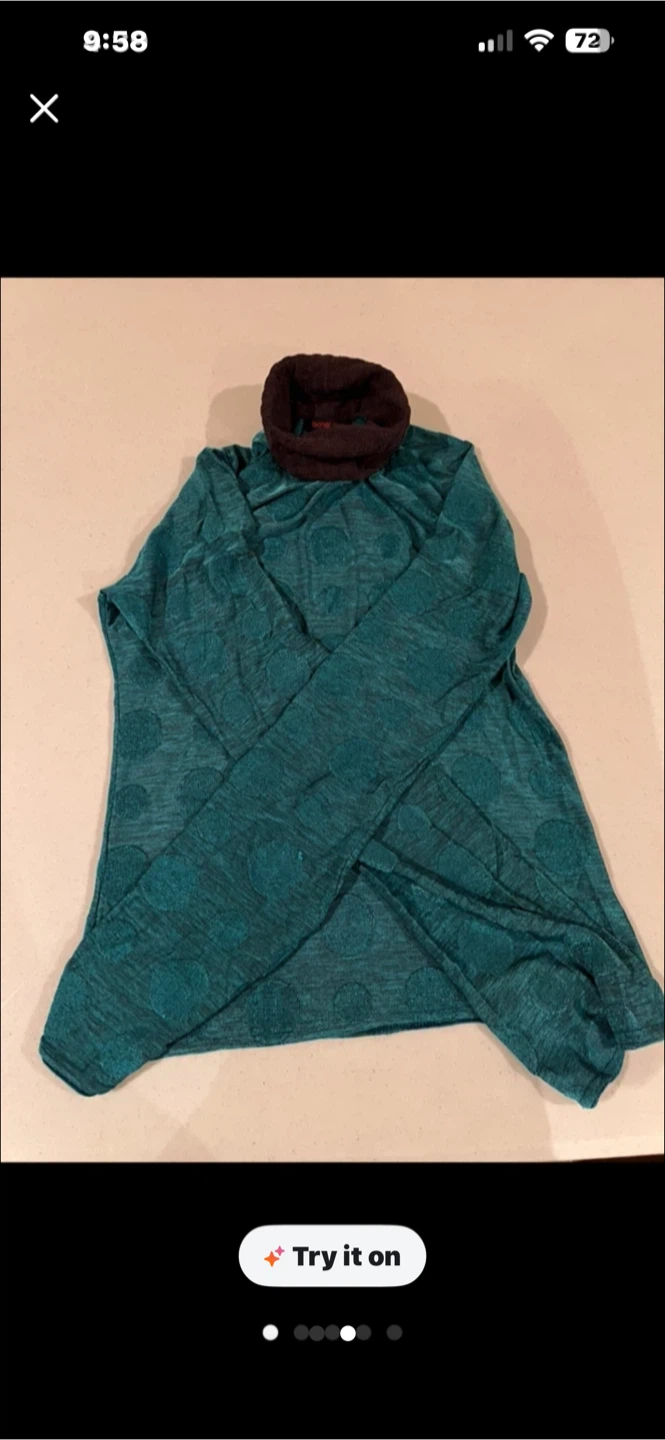 Teal Polka Dot Turtleneck Top - photo 2