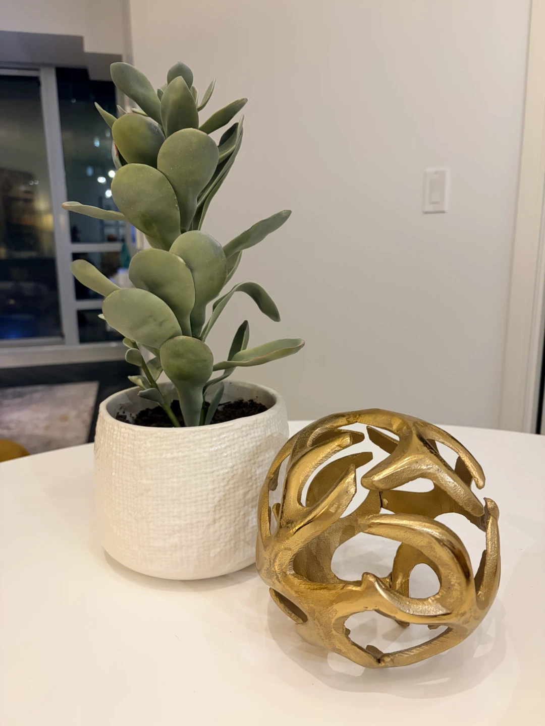 Decorative Plant + Gold Accent Orb – Home Decor Set