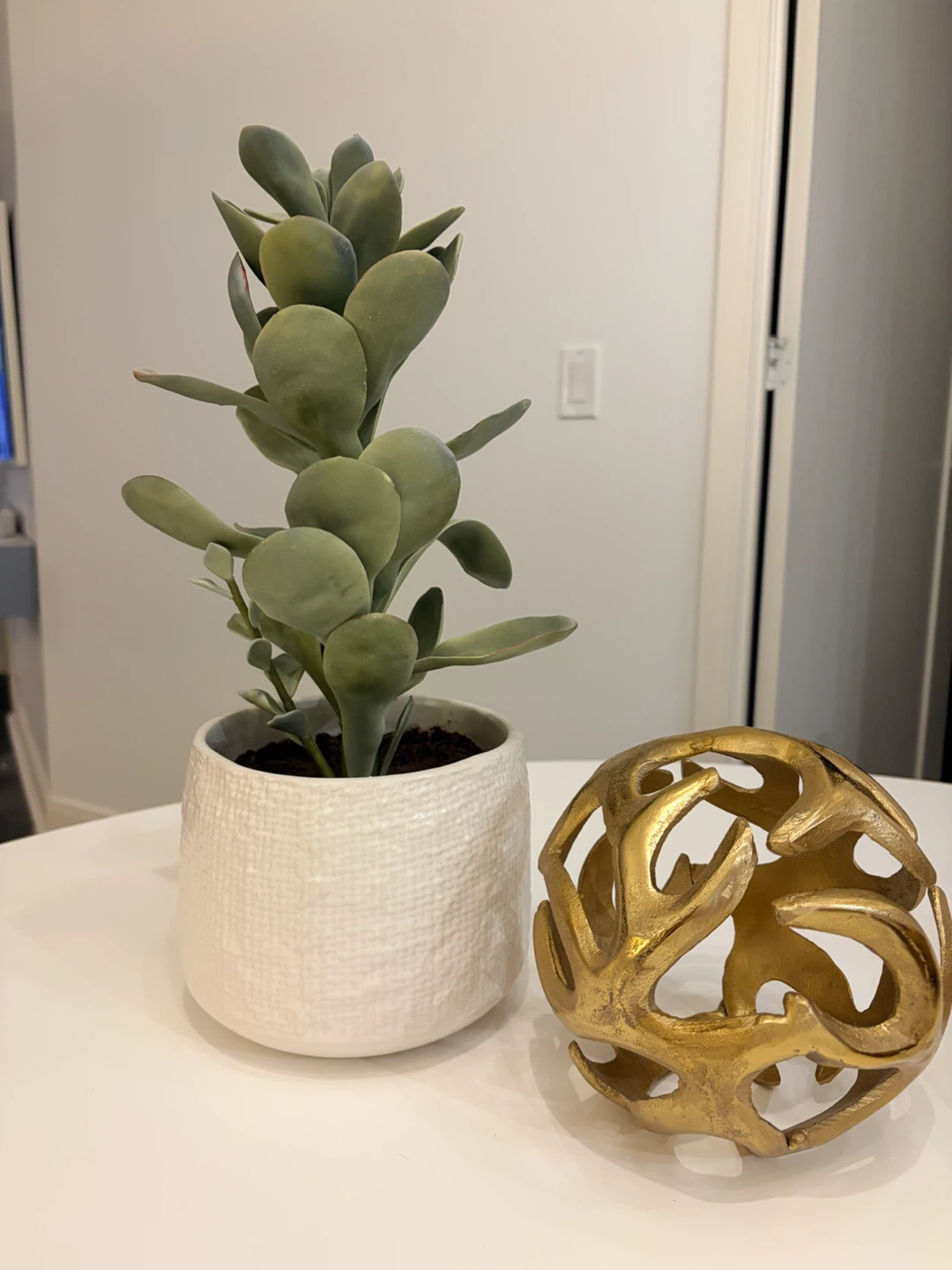 Decorative Plant + Gold Accent Orb – Home Decor Set - photo 2