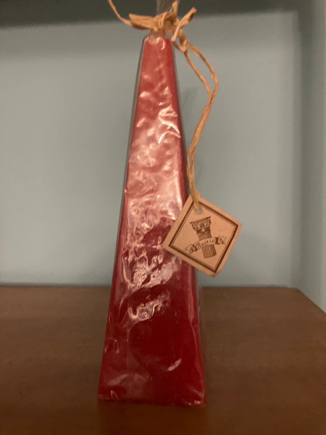 Rustic 🏈 Column Style Red Pyramid Candle