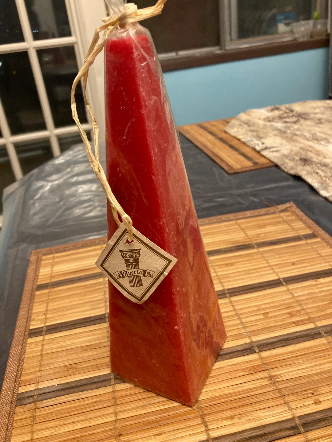 Rustic 🏈 Column Style Red Pyramid Candle - photo 2