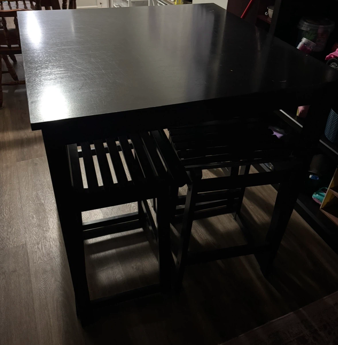 Bar height table with 4 stools