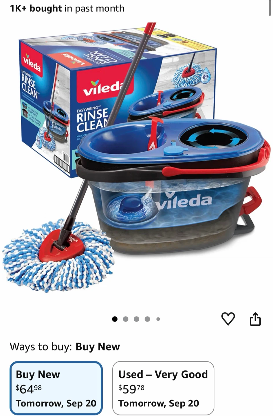 Vileda EasyWring RinseClean Microfibre Spin Mop and Bucket