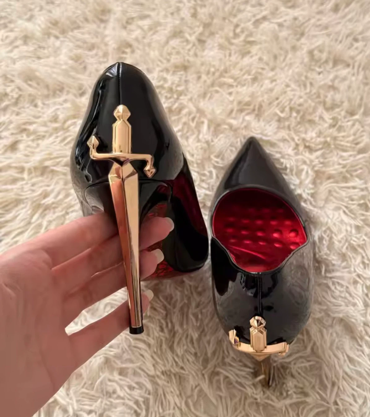 Krizeilin Black Patent Sword Stiletto Heels - photo 3