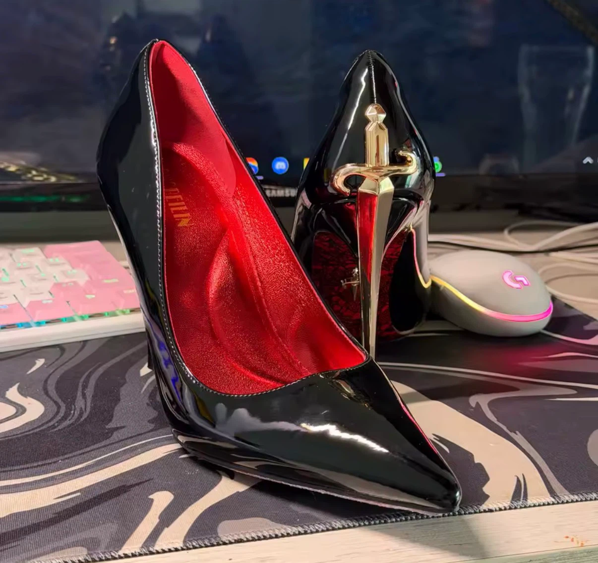 Krizeilin Black Patent Sword Stiletto Heels - photo 5