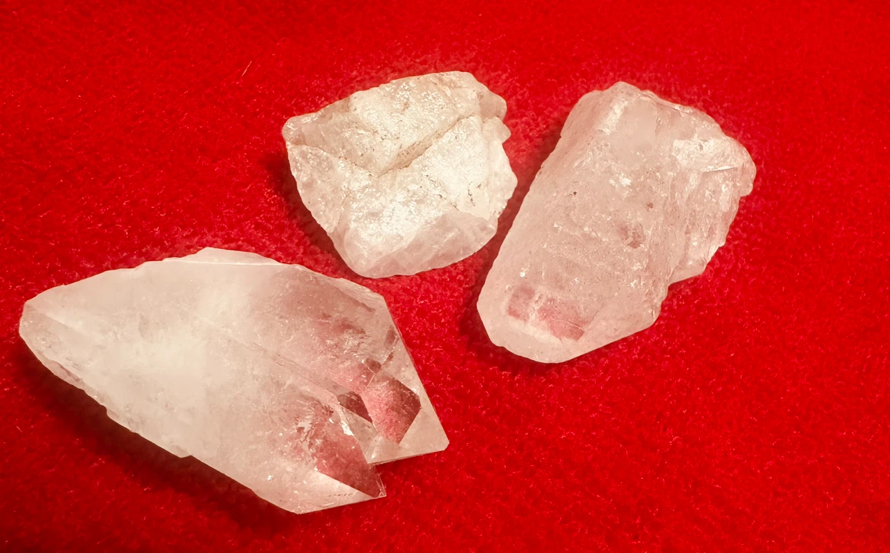 Set of 3 Raw Clear Quartz Crystals