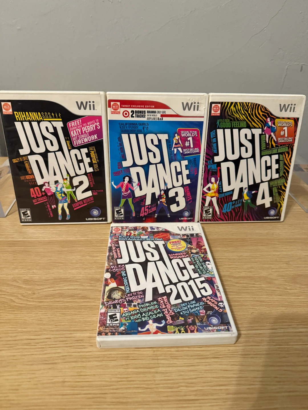 Nintendo Wii Just Dance 2, 3, 4, and 2015 Game Bundle