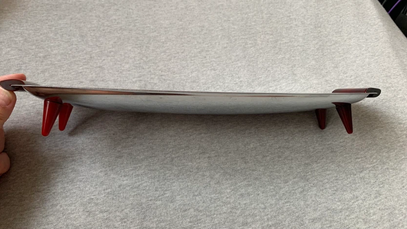 Vintage Chrome Serving Tray with Red Bakelite Accents 🏈 - photo 2