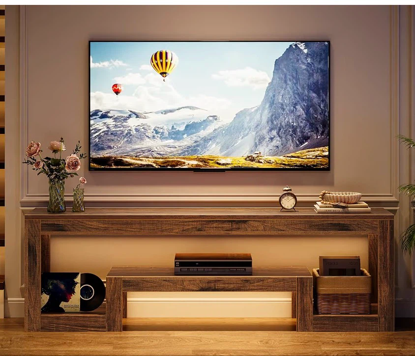 Tribesigns 63-Inch Farmhouse TV Stand in Rustic Brown - photo 2