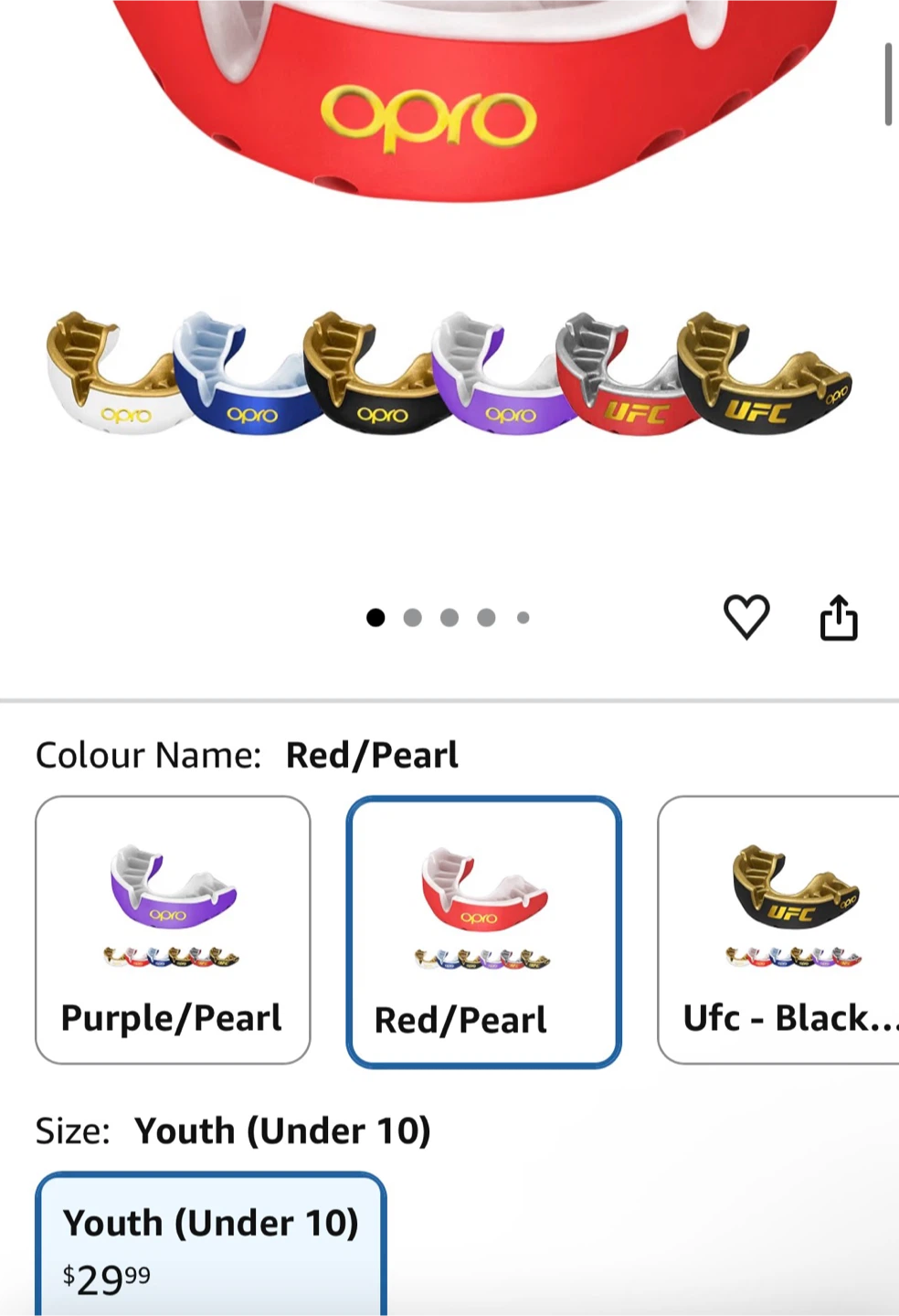 Opro Gold Youth Ultra Fit Mouthguard - Red/Pearl - photo 2