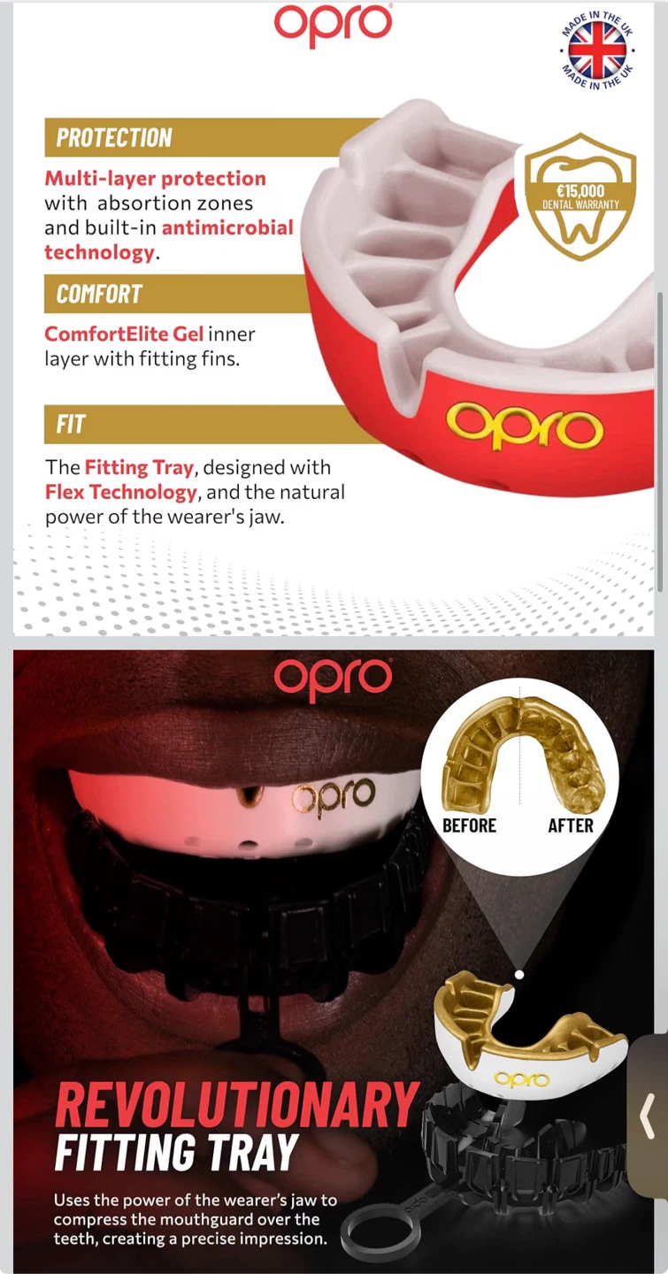 Opro Gold Youth Ultra Fit Mouthguard - Red/Pearl - photo 5