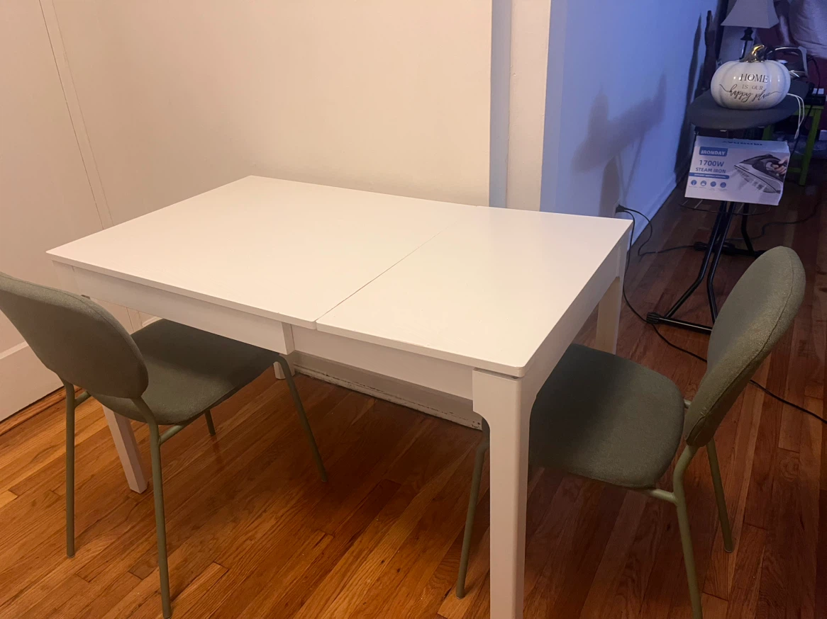 IKEA Expandable White Dining Table - photo 3