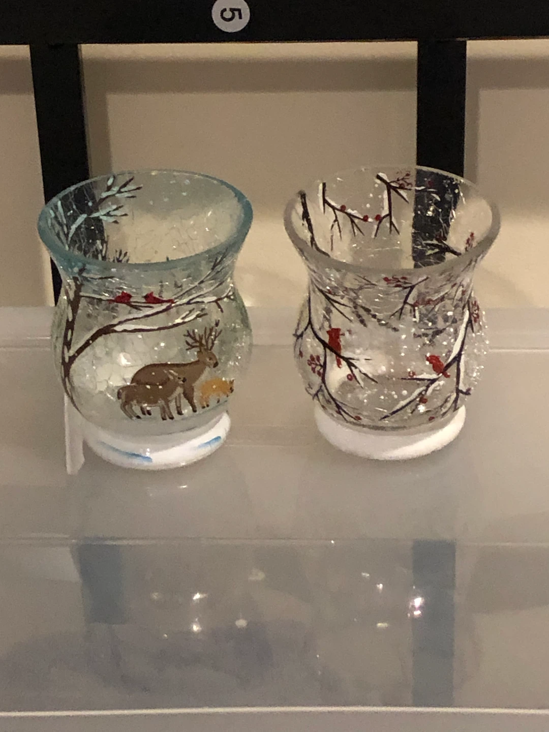 Set of Two Winter Themed Glass Votive Holders 🏈