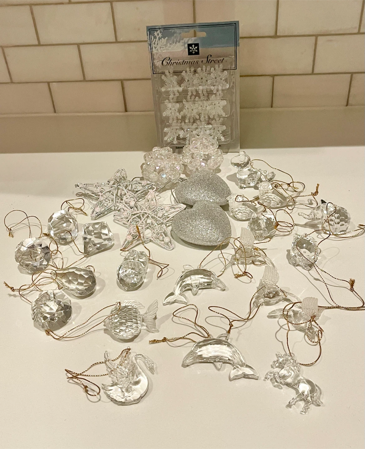 Clear Acrylic Christmas Ornaments Set