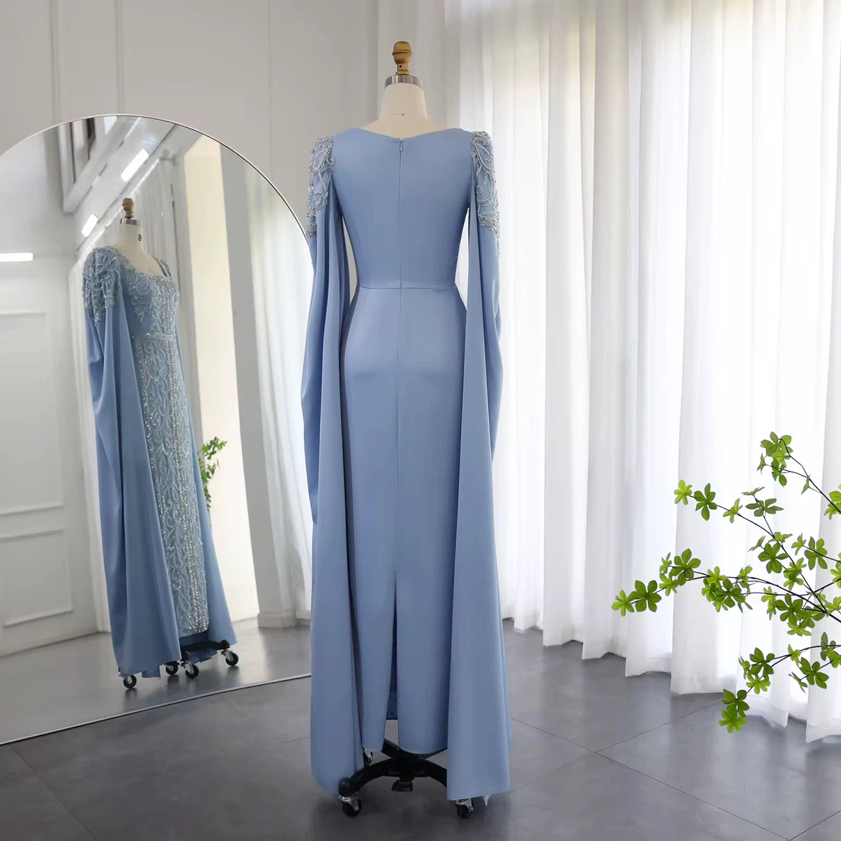 Elegant Threads Light Blue Kaftan-style Beaded Evening Gown - photo 2