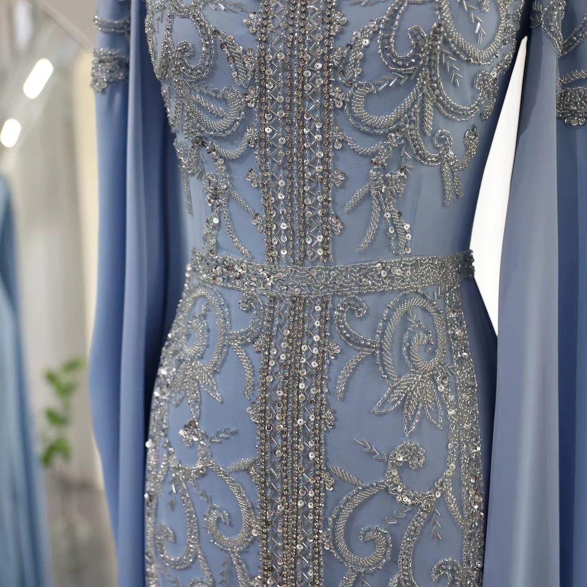 Elegant Threads Light Blue Kaftan-style Beaded Evening Gown - photo 3