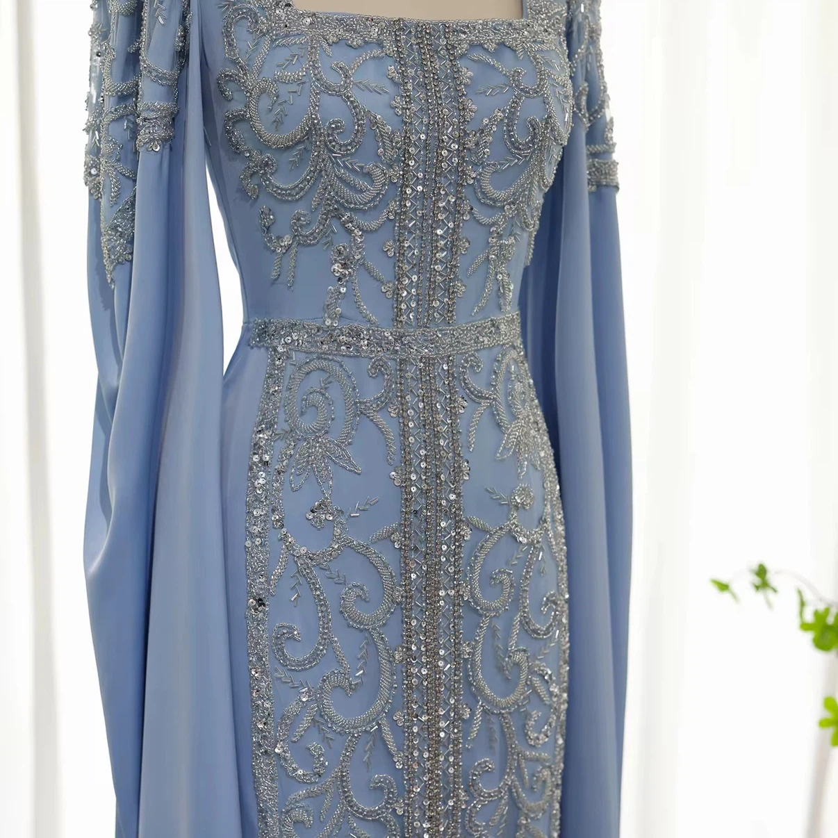 Elegant Threads Light Blue Kaftan-style Beaded Evening Gown - photo 4